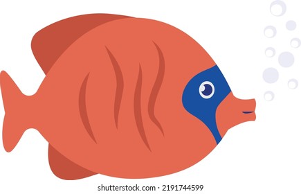 Surgeonfishes Concept, disc shape fish vector color icon design, Deep sea creature symbol, Aquatic Elements Sign, Underwater animal stock illustration