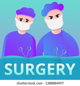 Surgeons operating concept banner. Cartoon illustration of surgeons operating vector concept banner for web design