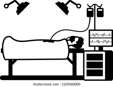 Surgeons Performing Operation In Hospital Operating Room Concept Vector Icon Design, Medical And Healthcare Scene Symbol, Disease Diagnostics Sign, Doctor And Patient Characters Stock Illustration