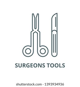 Surgeons tools vector line icon, linear concept, outline sign, symbol