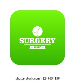 Surgery clinic icon green vector isolated on white background