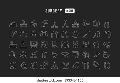 Surgery. Collection of perfectly thin icons for web design, app, and the most modern projects. The kit of signs for category Medicine.