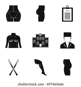Surgery correction icon set. Simple style set of 9 surgery correction vector icons for web isolated on white background