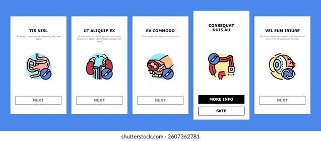 surgery health medical skin onboarding mobile vector beauty surgical, disease treatment, pharmacy breast, face cosmetic, surgeon, stroke surgery health medical skin illustrations