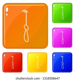 Surgery hook icons set collection vector 6 color isolated on white background