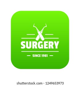Surgery icon green vector isolated on white background