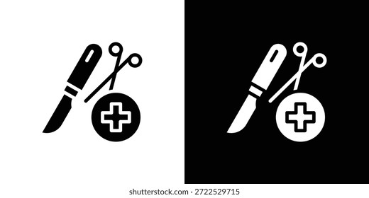 Conjunto De Ícones De Cirurgia Em Preto E Branco