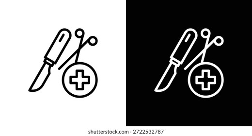 Conjunto De Ícones De Cirurgia Em Preto E Branco
