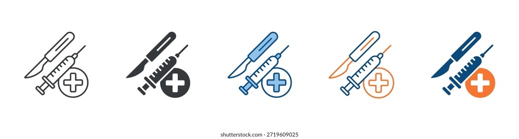Conjunto de ícones de cirurgia Coleção de estilos múltiplos