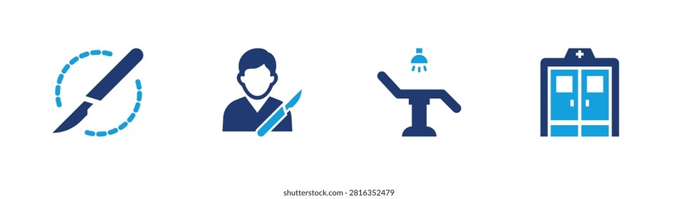 Surgery icon set. operation, surgeon, operating, healthcare, medical. solid style icon collection