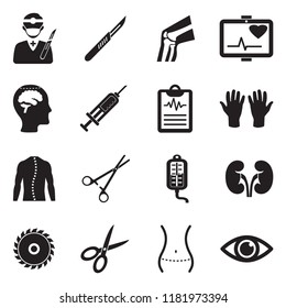 Surgery Icons. Black Flat Design. Vector Illustration. 