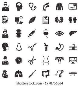 Surgery Icons. Black Scribble Design. Vector Illustration.