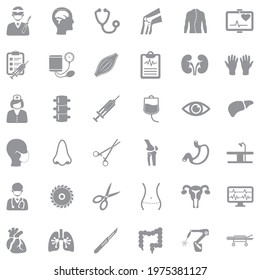 Surgery Icons. Gray Flat Design. Vector Illustration.
