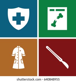 Surgery icons set. set of 4 surgery filled icons such as medical sign, x ray, scalpel
