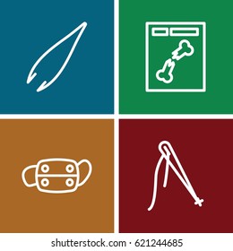 Surgery icons set. set of 4 surgery outline icons such as tweezers, x ray, medical mask