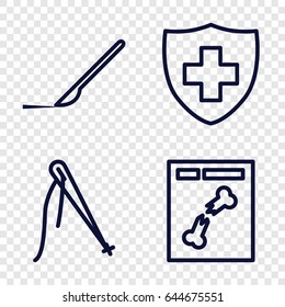 Surgery icons set. set of 4 surgery outline icons such as scalpel, medical sign, x ray