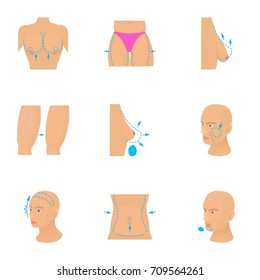 Surgery icons set. Cartoon set of 9 surgery vector icons for web isolated on white background