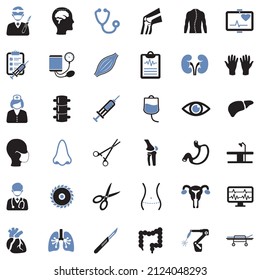 Surgery Icons. Two Tone Flat Design. Vector Illustration.