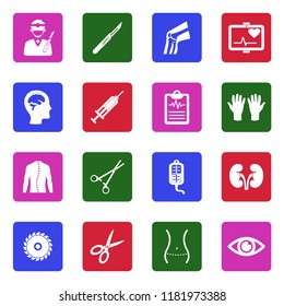 Surgery Icons. White Flat Design In Square. Vector Illustration. 