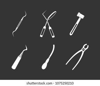 Surgery instrument icon set vector white isolated on grey background 