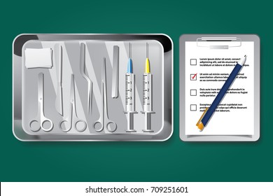 Surgery instruments and tools vector illustration