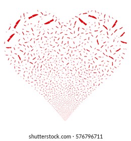 Surgery Knife fireworks with heart shape. Vector illustration style is flat red iconic symbols on a white background. Object salute made from random symbols.
