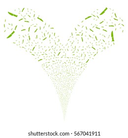 Surgery Knife fireworks stream. Vector illustration style is flat eco green iconic symbols on a white background. Object double fountain created from random pictographs.