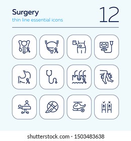 Surgery line icon set. Set of line icons on white background. Healthcare concept. Stomach, gemma, liver. Vector illustration can be used for topics like medicine, health, treatment