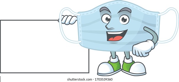 Surgery mask cartoon character concept Thumbs up having a white board