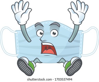 Surgery mask cartoon character design showing shocking gesture