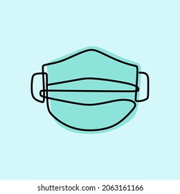 surgery mask oneline continuous line art