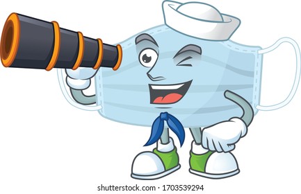 Surgery mask in Sailor cartoon character style using a binocular