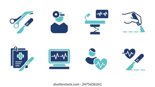 surgery medical operation icon vector set