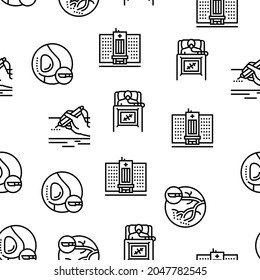 Surgery Medicine Clinic Operation Vector Seamless Pattern Thin Line Illustration