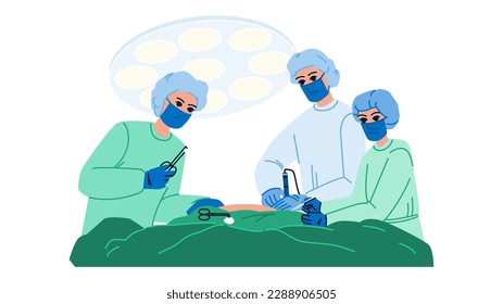 surgery operate vector. doctor hospital, surgical health, room patient, medicine medical, technology nurse surgery operate character. people flat cartoon illustration