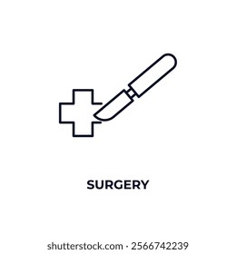 surgery outline icon. Linear vector from health and medical concept. Thin line surgery icon isolated on white background