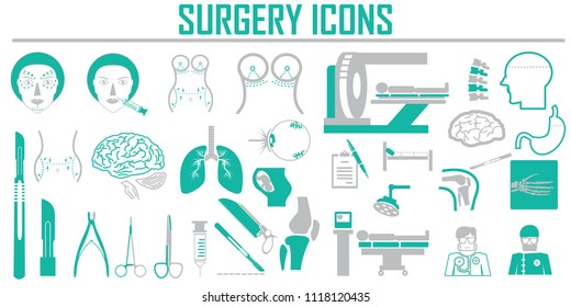 surgery  plastic vector icon set. 