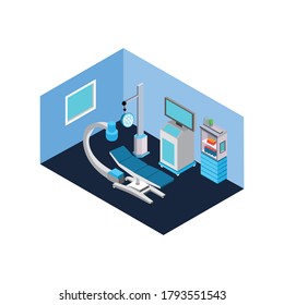 Surgery Room Isometric Flat Icon Illustration Isolated in White