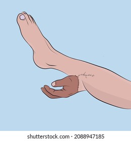Surgery to save tissue, hand grafted on the leg.