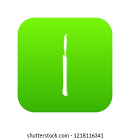 Surgery scalpel icon green vector isolated on white background