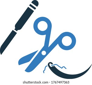 Surgery scalpel, scissors and needle icon design, operation equipment