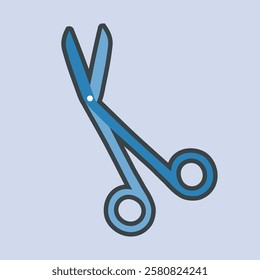 surgery scissor with outline flat vector design.