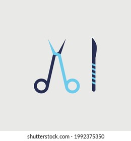 surgery scissors and scalpel vector icon medical blade operation