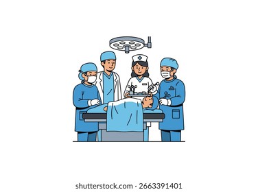 Surgery team operating on patient in operating room