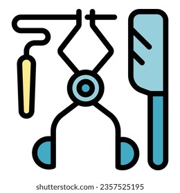 Operationelle Werkzeuge Symbol Umrandung Vektorgrafik. Notaufnahme. Patientenhilfsfarbe flach