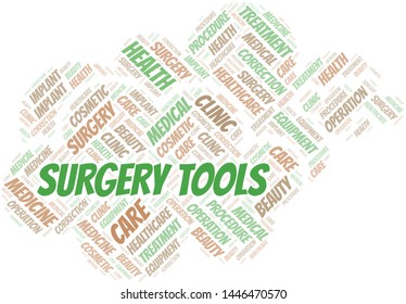 Surgery Tools word cloud vector made with text only