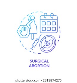 Surgical abortion blue gradient concept icon. Surgery operation. Termination clinic. Healthcare facility. Human pregnancy. Pro choice abstract idea thin line illustration. Isolated outline drawing