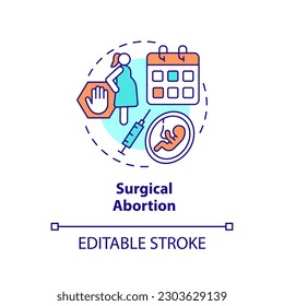 Surgical abortion concept icon. Surgery operation. Termination clinic. Healthcare facility. Human pregnancy. Pro choice abstract idea thin line illustration. Isolated outline drawing. Editable stroke