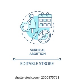 Surgical abortion turquoise concept icon. Surgery operation. Termination clinic. Healthcare facility. Pro choice abstract idea thin line illustration. Isolated outline drawing. Editable stroke