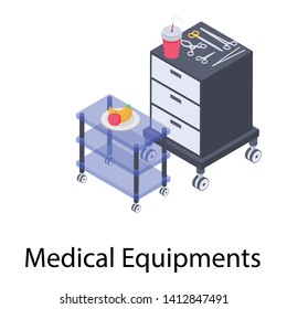 
Surgical equipments in isometric vector 
